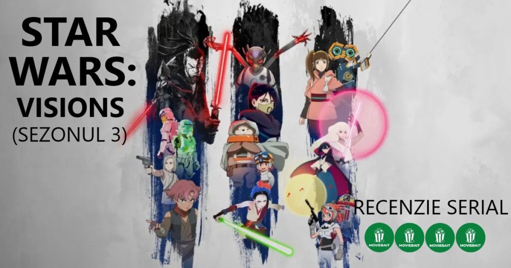 star wars visions sezonul 3 recenzie Poster recenzie serial "STAR WARS: VISIONS" sezonul 3, cu patru insigne de evaluare cu logo-ul "MOVIEBAIT".